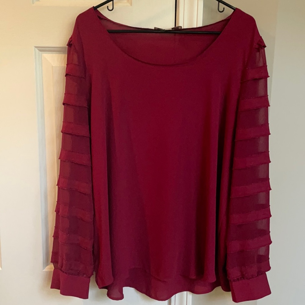 LOFT long sleeve burgundy top